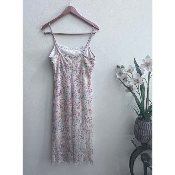 Vintage Y2K Rave Floral Empire Waist Midi Dress Lace Trim Cottagecore Size M-L - Picture 2 of 9